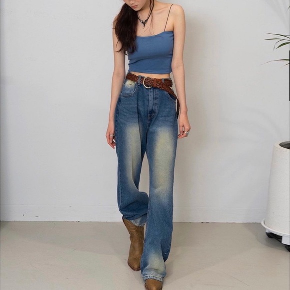 High rise vintage washing wide leg jean - Picture 2 of 7